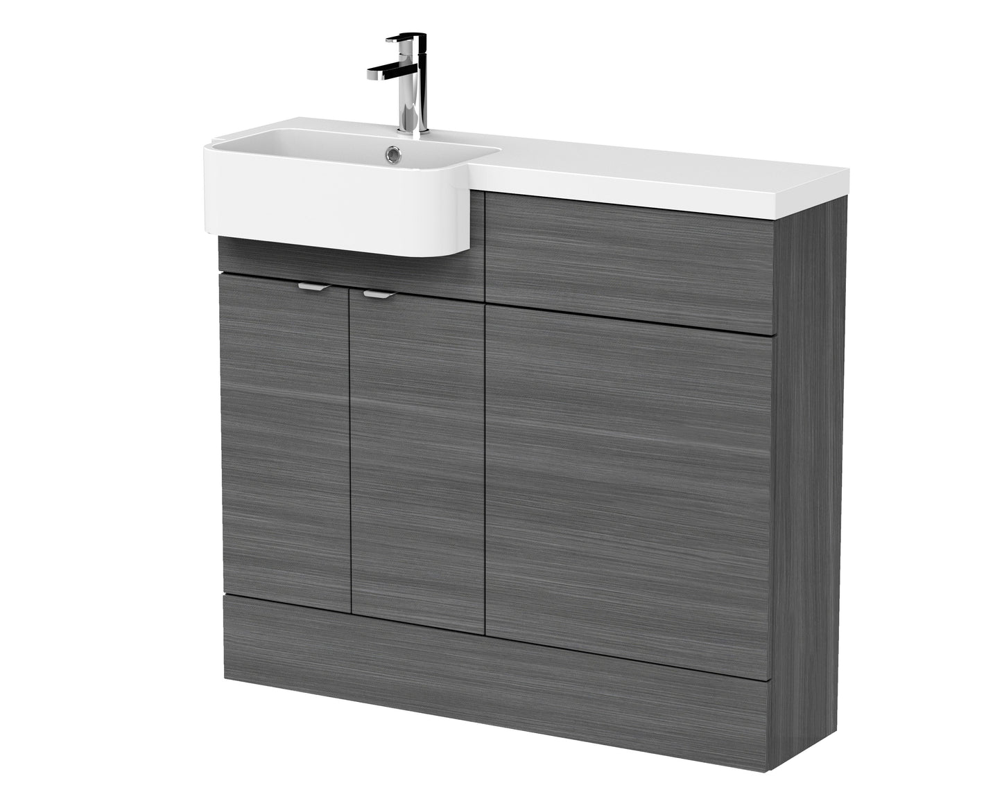 Fusion Floor Standing 2 Door Vanity Unit & WC with Left Hand Semi Recessed Basin Combination 1000mm