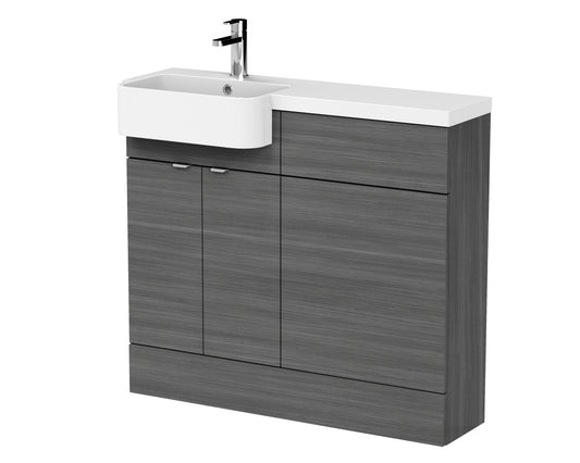 Fusion Floor Standing 2 Door Vanity Unit & WC with Left Hand Semi Recessed Basin Combination 1000mm