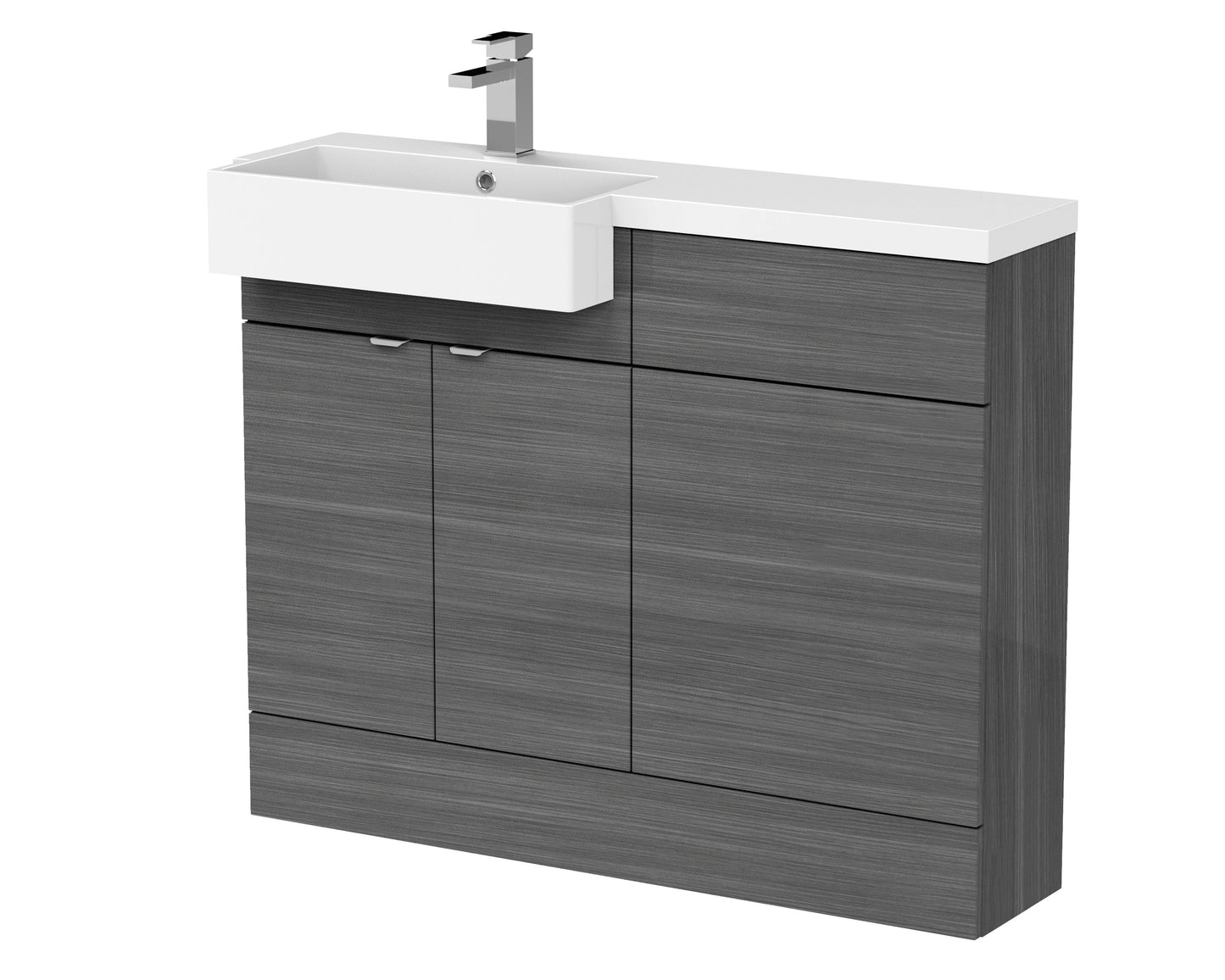 Hudson Reed Fusion 1100mm 2 Door Vanity & Toilet Combination with Left Hand Semi Recessed Basin