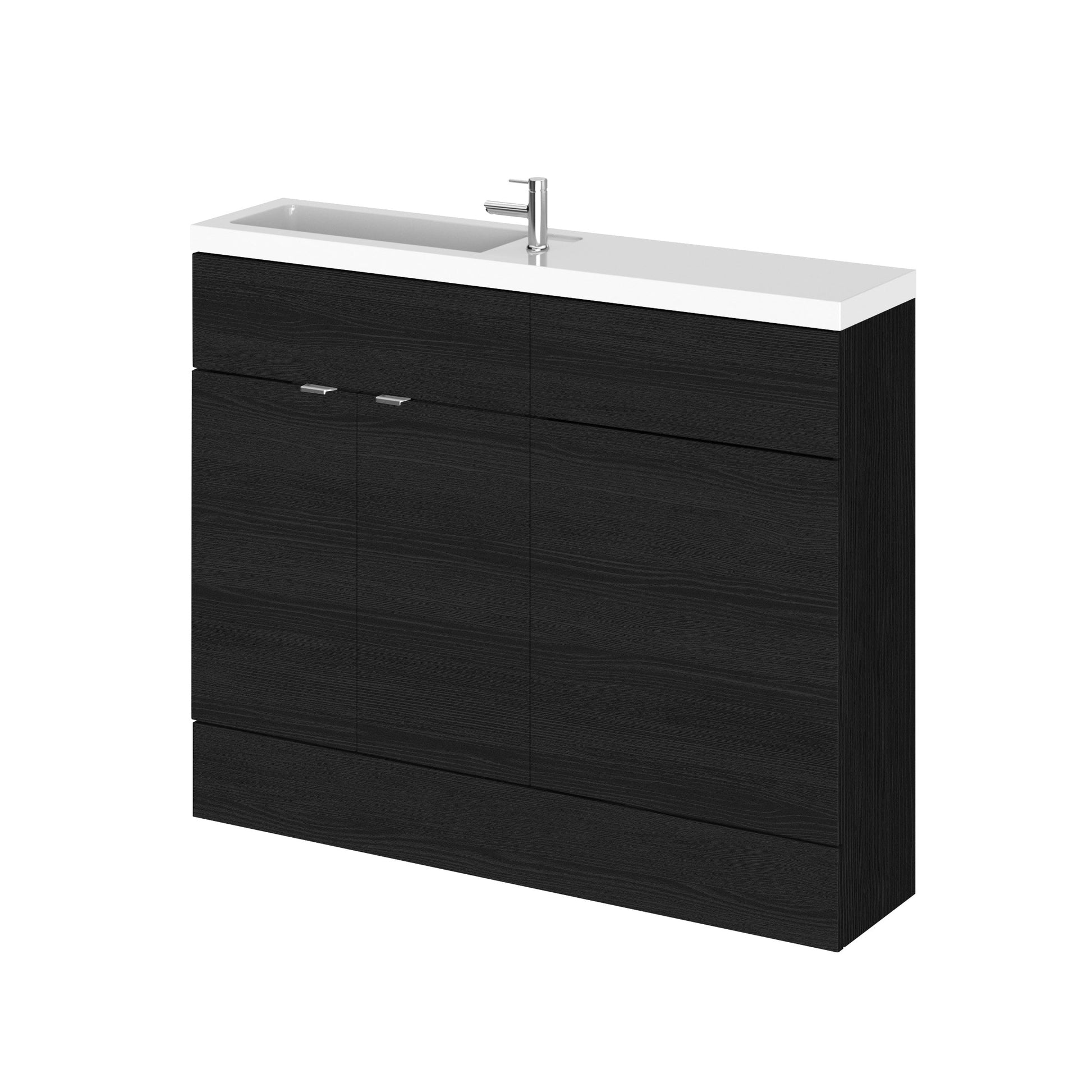 Hudson Reed Fusion Compact 1100mm Charcoal Black Floor Standing 2 Door Vanity Basin & Toilet Combination Unit