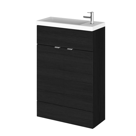 Hudson Reed Fusion 600mm Compact Charcoal Black Floor Standing 2 Door Vanity Unit & Basin With Handles