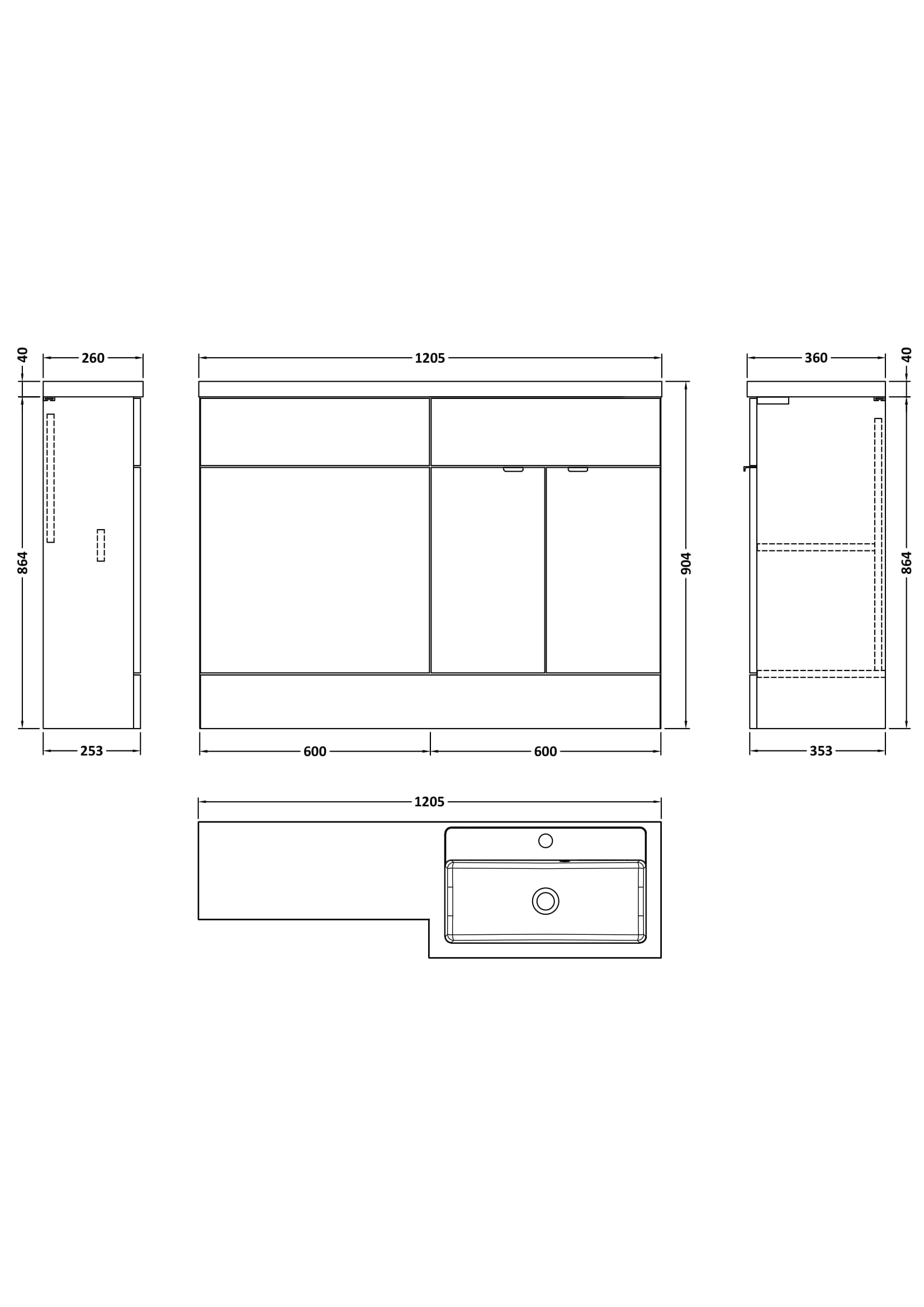 Hudson Reed Fusion 1200mm Charcoal Black Floor Standing 2 Door Right Hand Vanity Basin & Toilet Combination