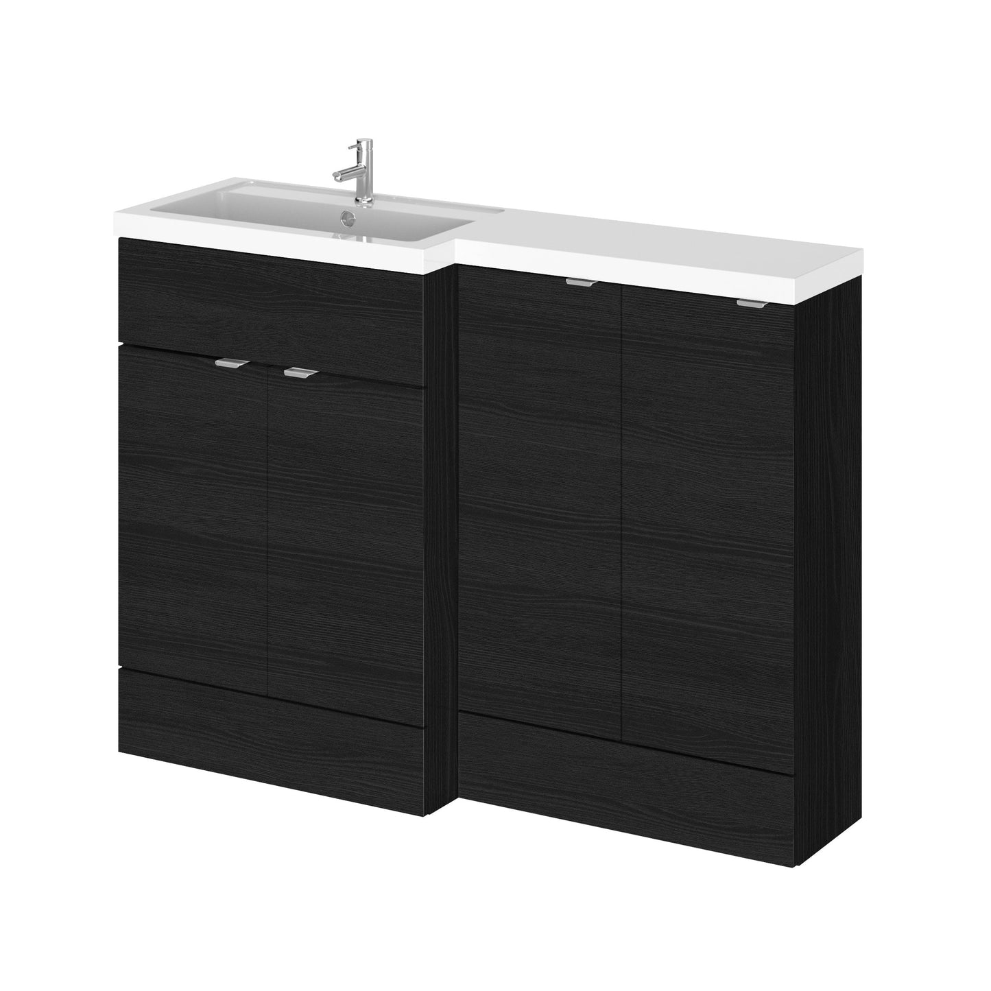 Hudson Reed Fusion 1200mm Left Hand Charcoal Black Floor Standing Vanity Basin Combination Unit With Handles