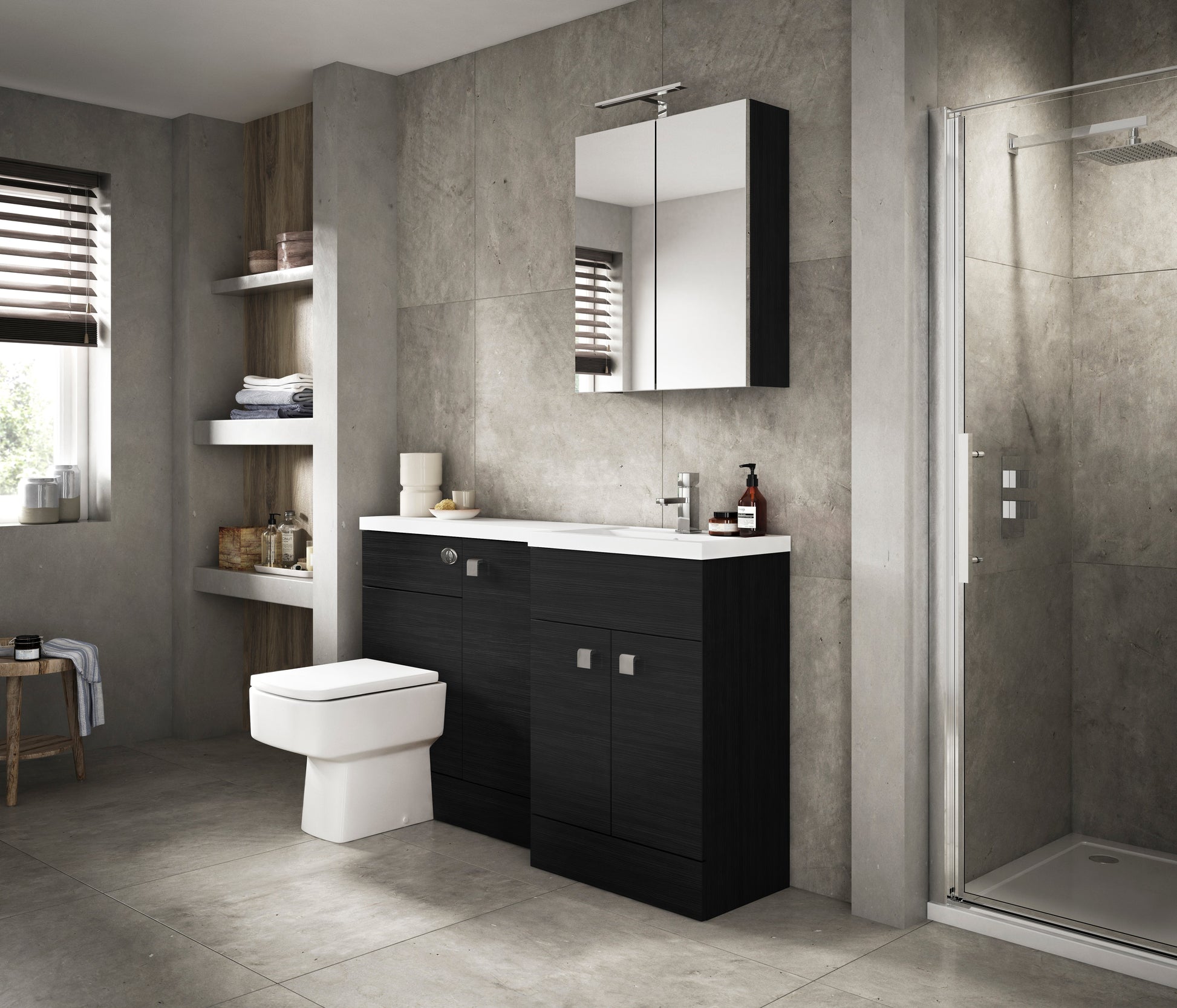 Fusion Floor Standing 3 Door Vanity Basin & WC Right Hand Combination 1500mm