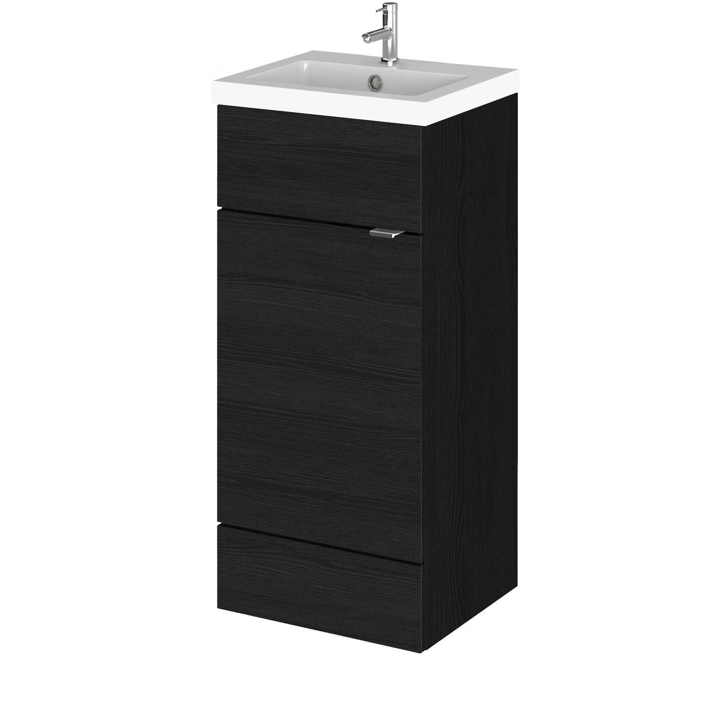 Hudson Reed Fusion 400mm Charcoal Black Floor Standing 1 Door Vanity Unit Including Basin