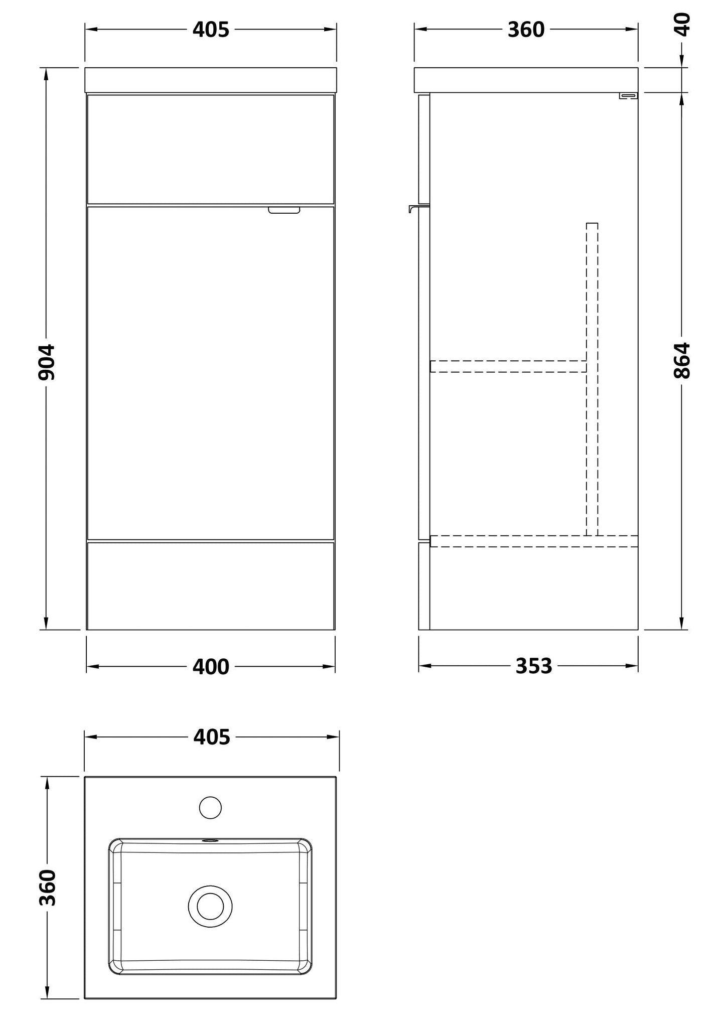 Hudson Reed Fusion 400mm Charcoal Black Floor Standing 1 Door Vanity Unit Including Basin