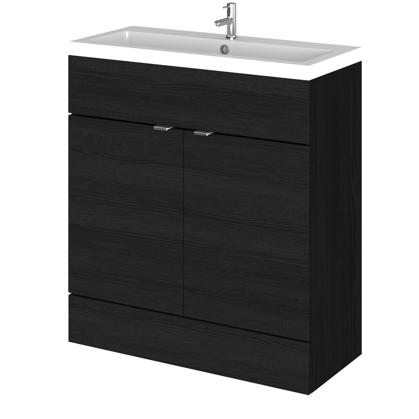 Hudson Reed Fusion 800mm Charcoal Black Floor Standing 2 Door Vanity Unit with Basin