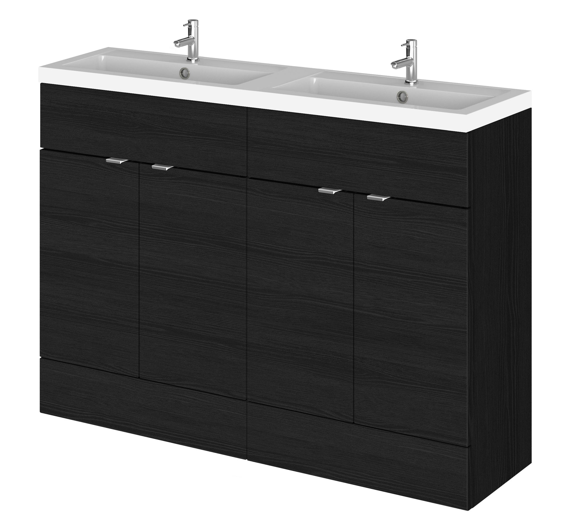 Hudson Reed Fusion 1200mm Charcoal Black Floor Standing 2 Door Vanity Unit With Double Basin