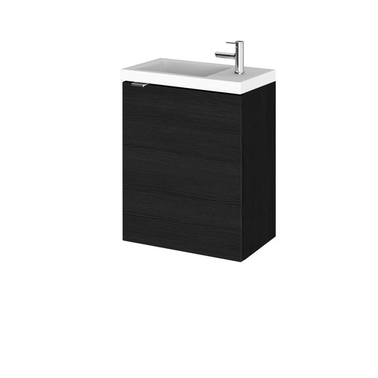 Hudson Reed Fusion Compact 400mm Charcoal Black Wall Hung 1 Door Vanity Unit & Basin With Handle