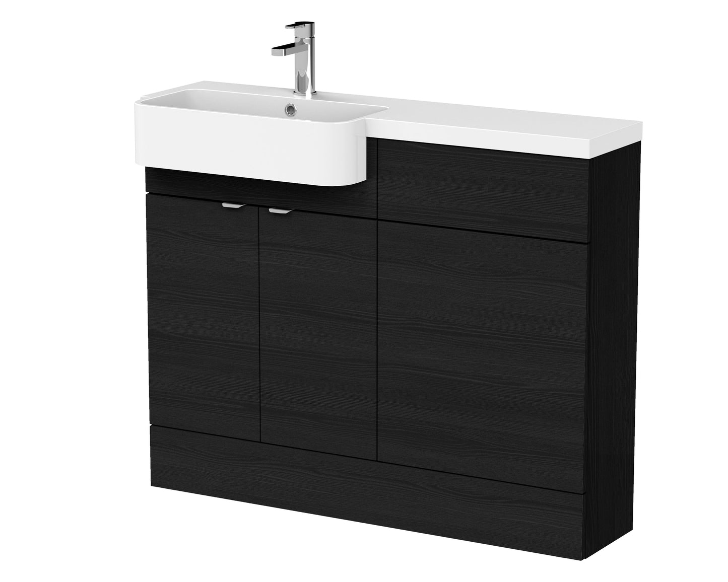 Hudson Reed Fusion 1100mm Floor Standing Vanity Unit & Toilet Combination with Semi Recessed Basin & Soft Close Doors