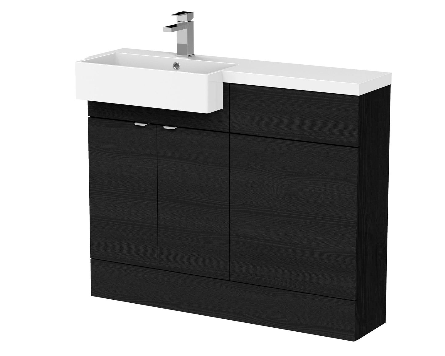Hudson Reed Fusion 1100mm Charcoal Black Floor Standing 2 Door Vanity Unit & Toilet with Semi Recessed Basin