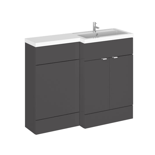 Hudson Reed Fusion 1105mm Gloss Grey Floor Standing 2 Door Right Hand Vanity Basin & Toilet Combination