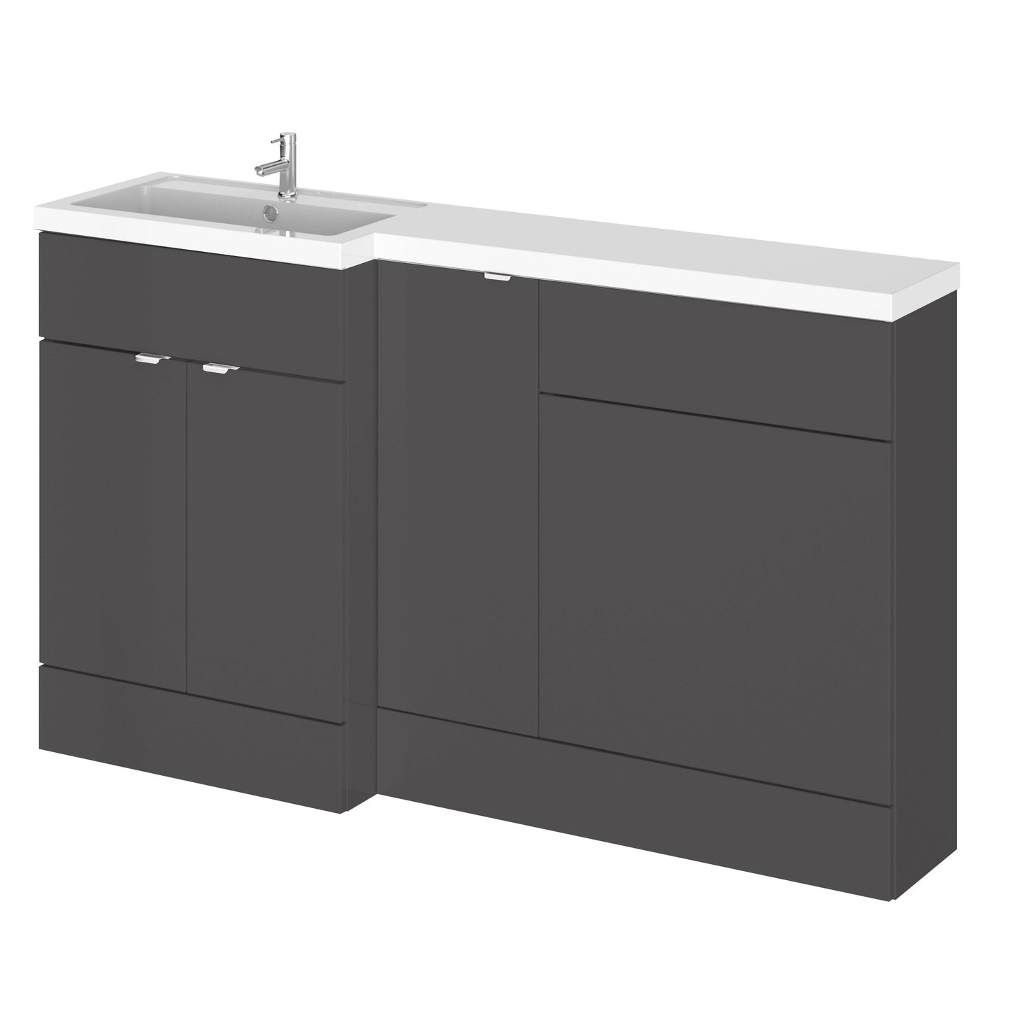 Hudson Reed Fusion 1500mm Floor Standing 3 Door Vanity Basin & Left Hand Toilet Combination