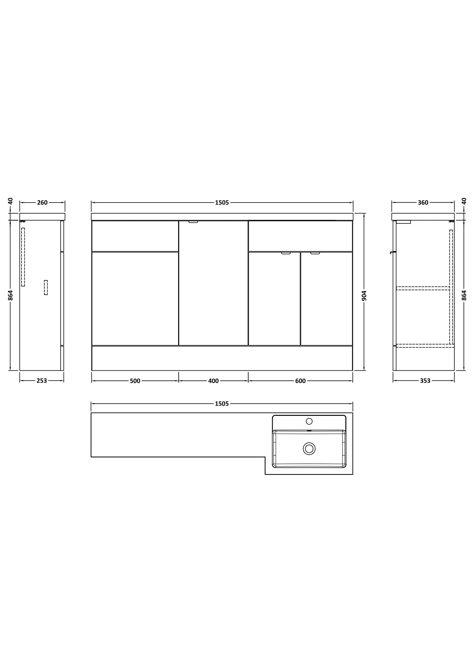 Hudson Reed Fusion 1500mm Gloss Grey Right Hand Floor Standing 3 Door Vanity Basin & Toilet Combination Ready Built
