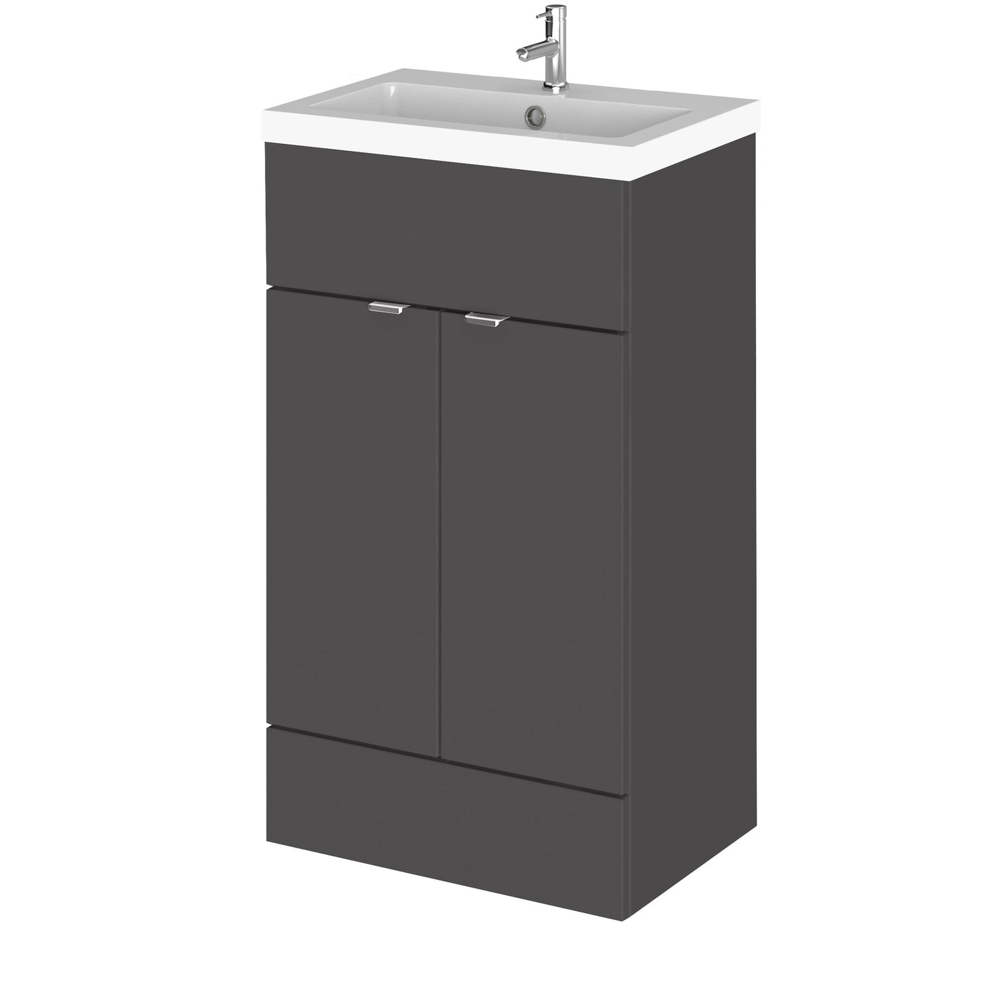Hudson Reed Fusion 500mm Gloss Grey Floor Standing 2 Door Vanity Unit & Basin