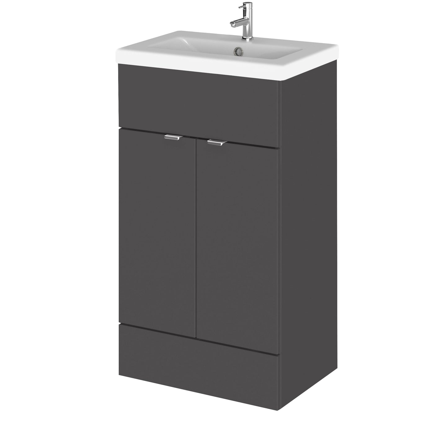 Hudson Reed Fusion 500mm Gloss Grey Floor Standing 2 Door Vanity Unit & Ceramic Basin