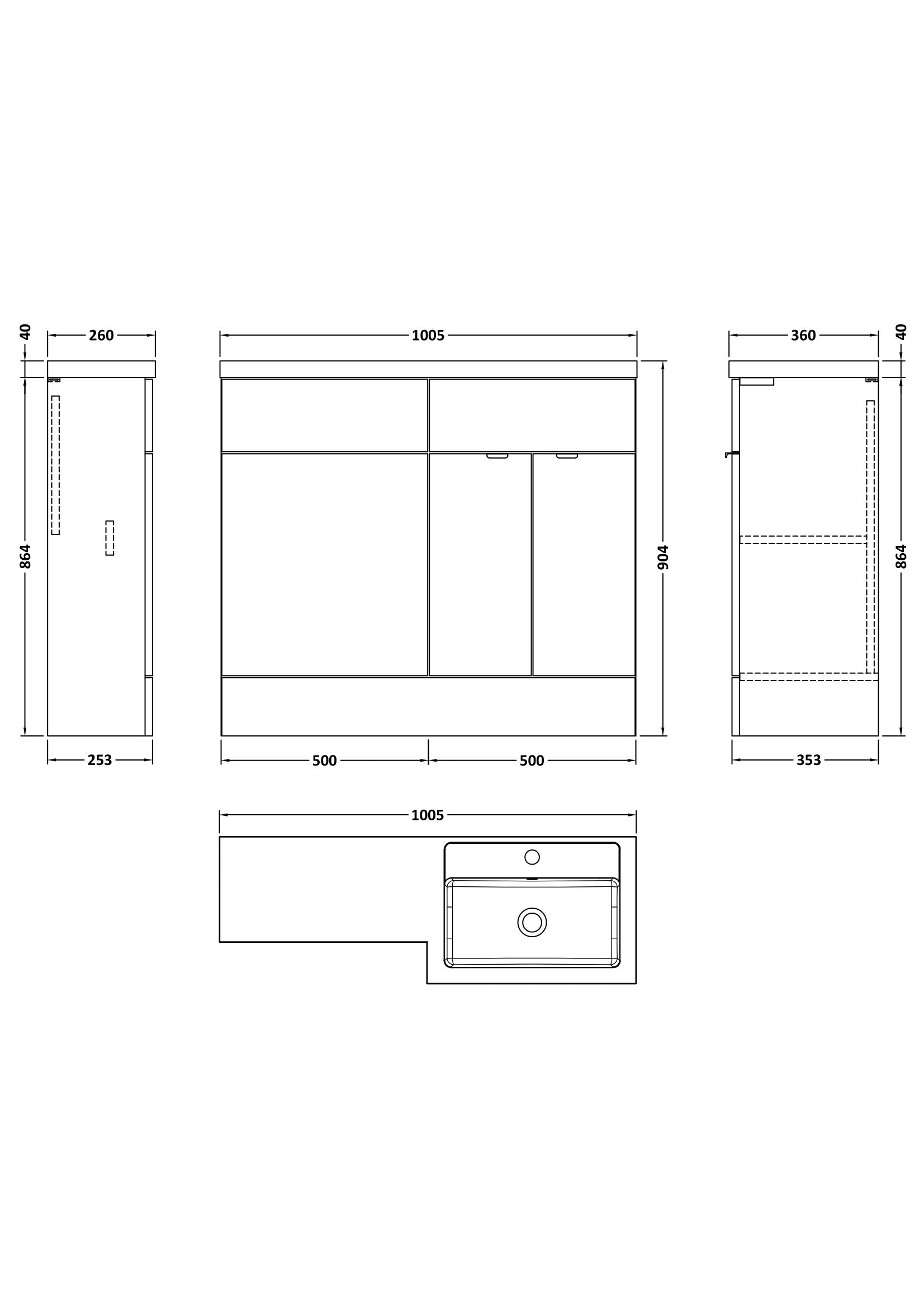 Hudson Reed Fusion 1000mm Gloss Grey Floor Standing 2 Door Vanity Basin & Toilet Right Hand Combination