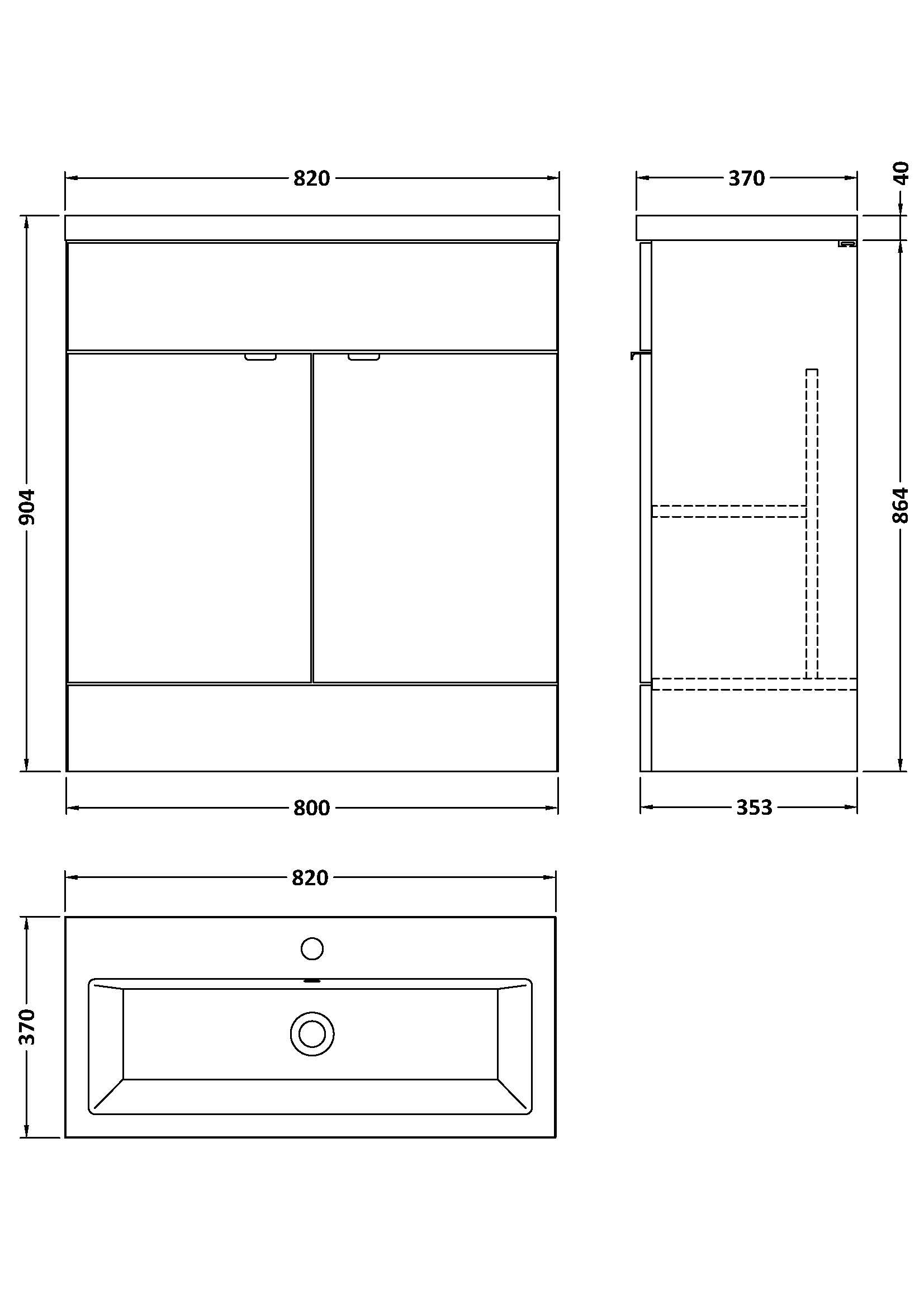 Hudson Reed Fusion 800mm Gloss Grey Floor Standing 2 Door Vanity Unit & Ceramic Basin With Handles