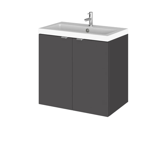 Hudson Reed Fusion 600mm Wall Hung 2 Door Vanity Unit & Basin With Soft Close Doors