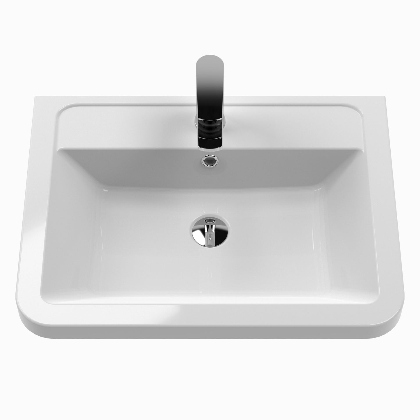 Hudson Reed Solar 600mm Fern Green Floor Standing 2-Drawer Vanity Unit With 1 Tap Hole Ceramic Basin