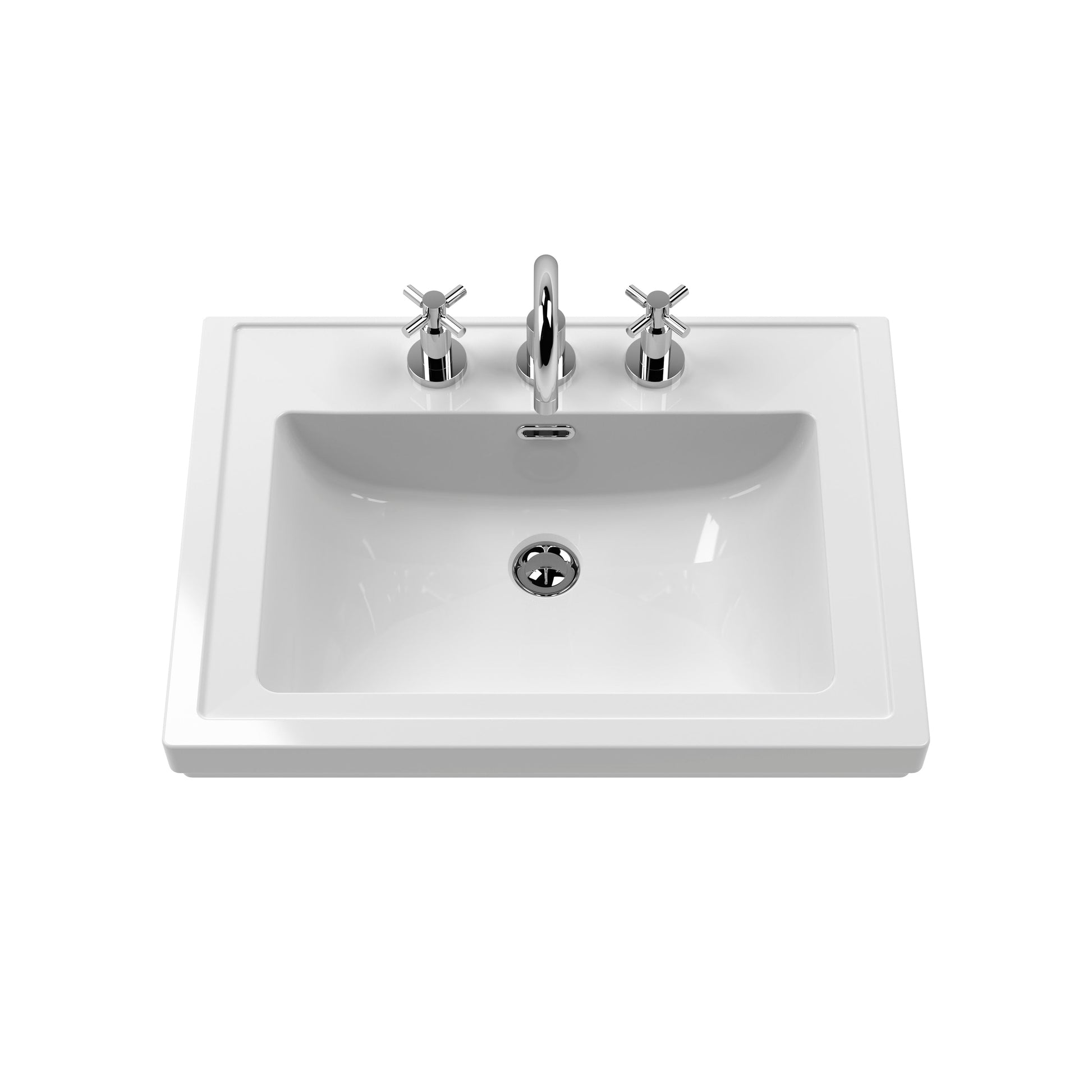 Hudson Reed Lille 630mm Pebble Grey Wall Hung 2-Drawer Vanity Unit With 3 Tap Hole Basin