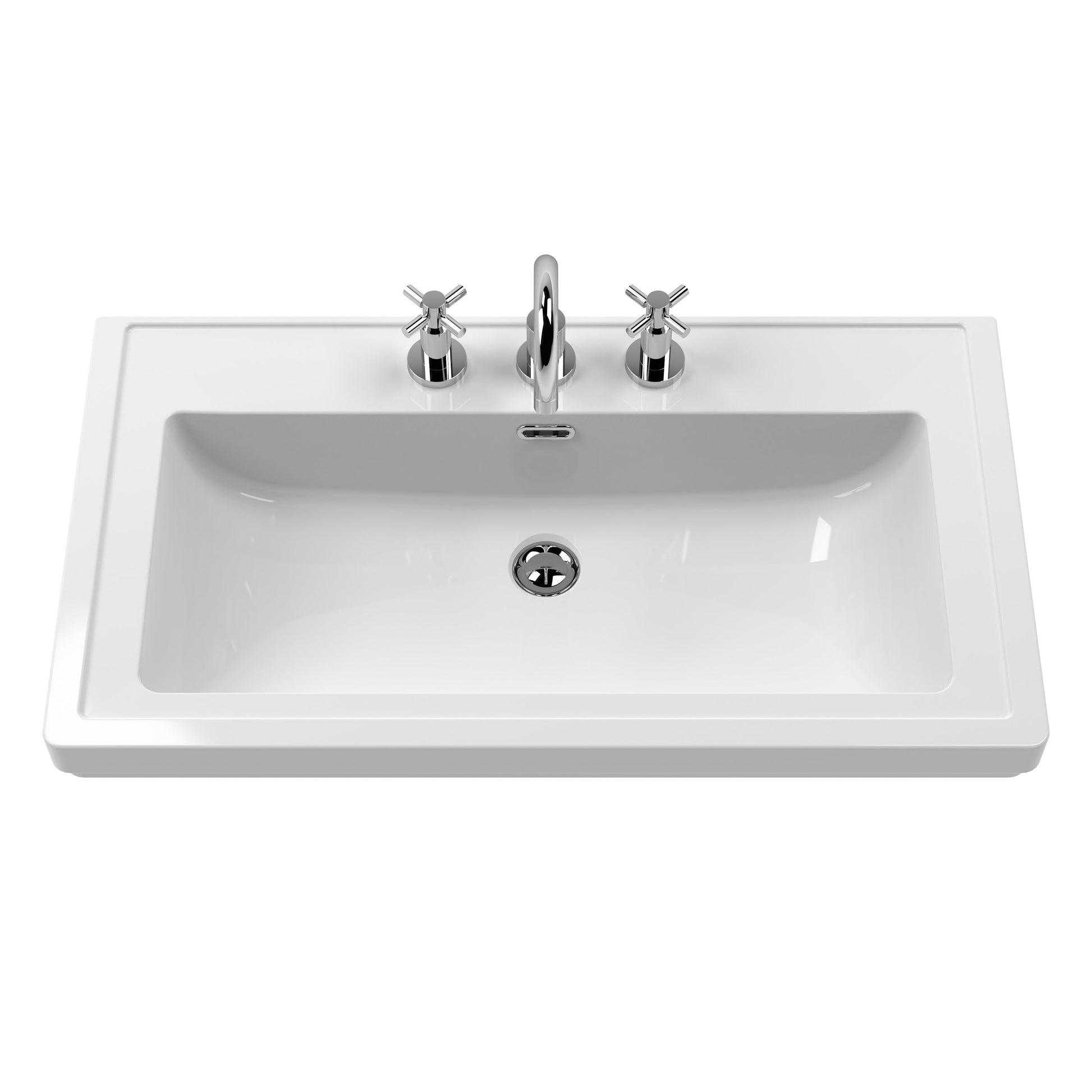 Hudson Reed Old London 800mm Floor Standing 2 Door Vanity Unit With 3 Tap Hole Fireclay Basin