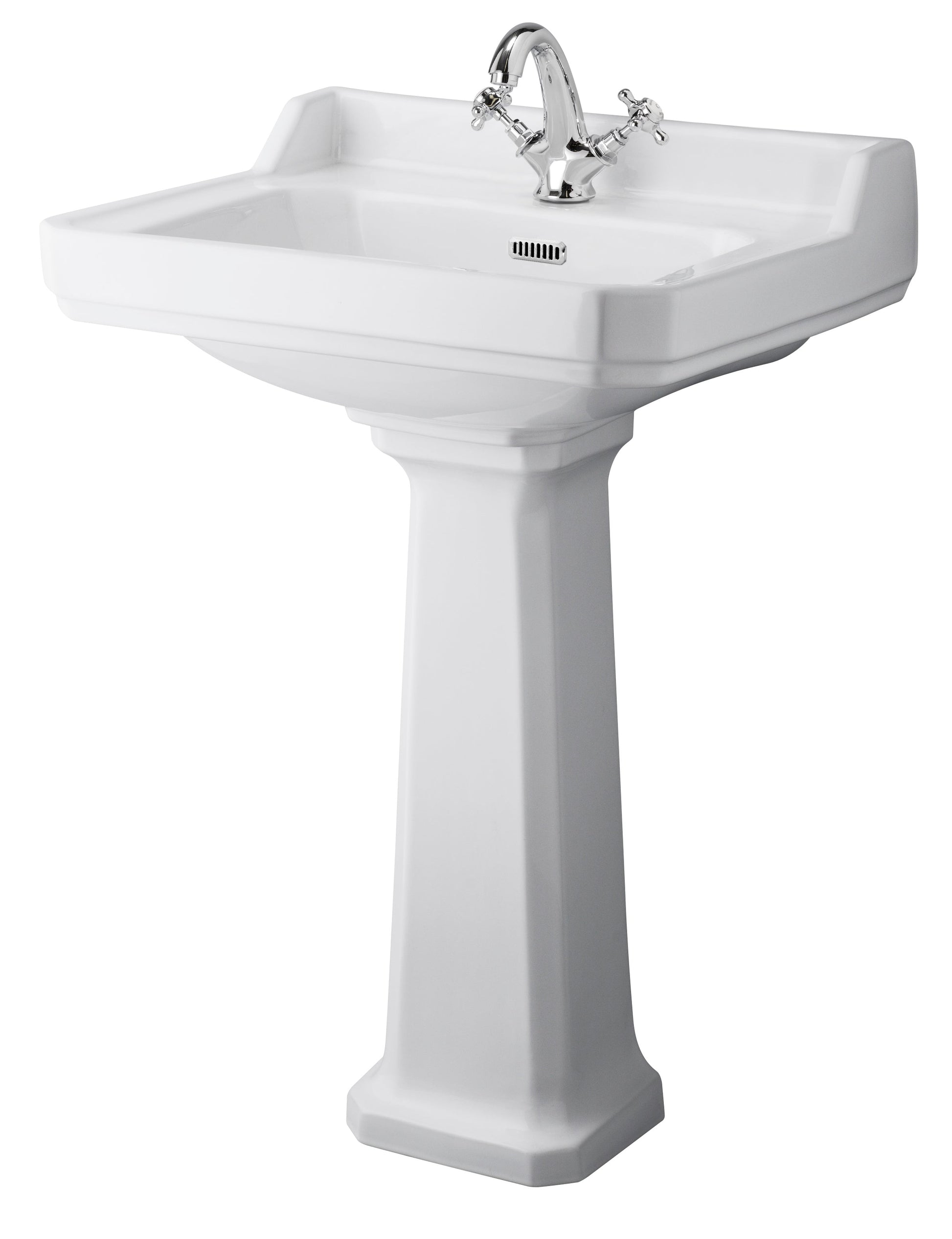 Hudson Reed Richmond 600mm 1 Tap Hole Comfort Height Pedestal Basin