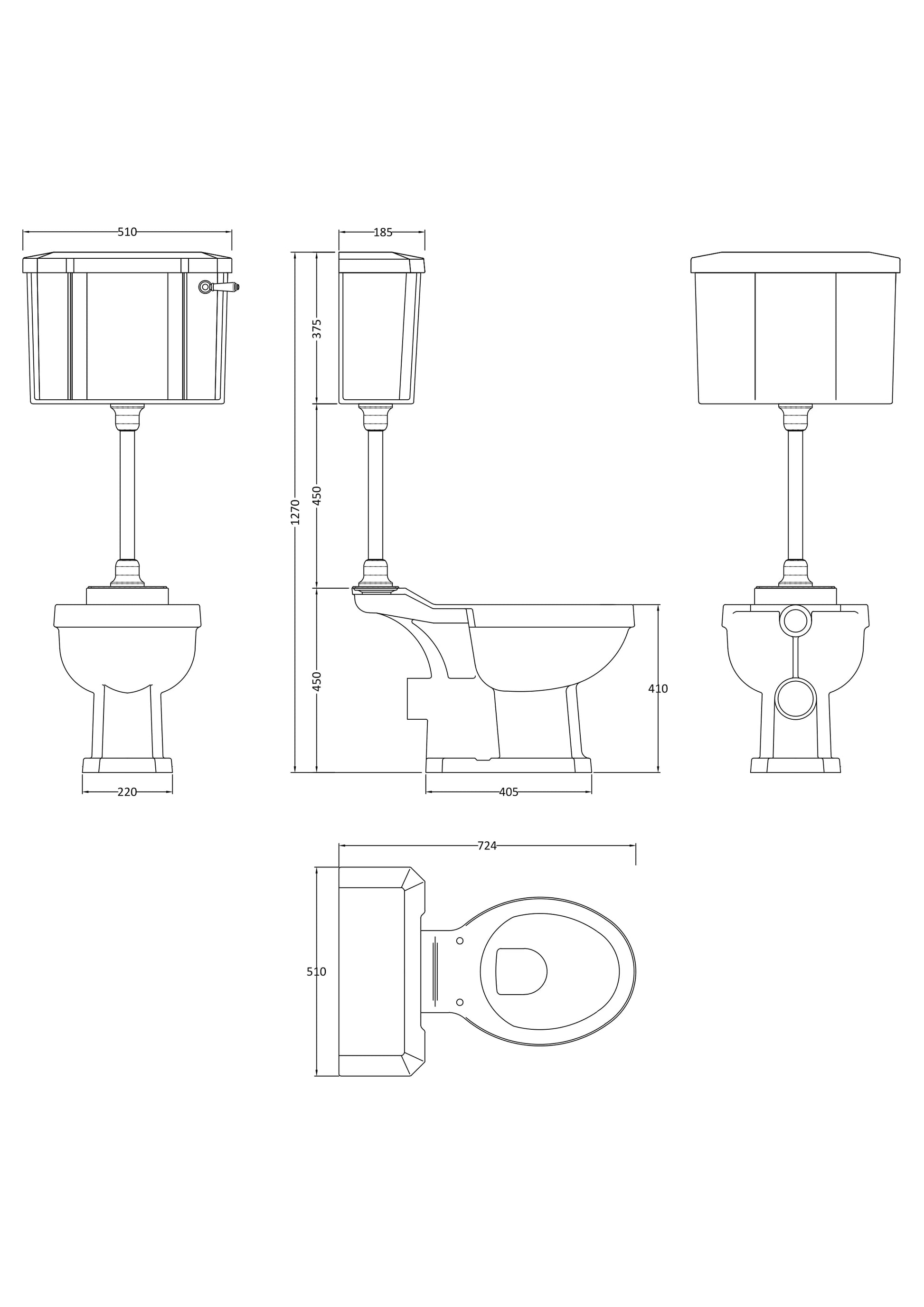 Hudson Reed Richmond Mid Level Toilet, Cistern & Flush Pipe
