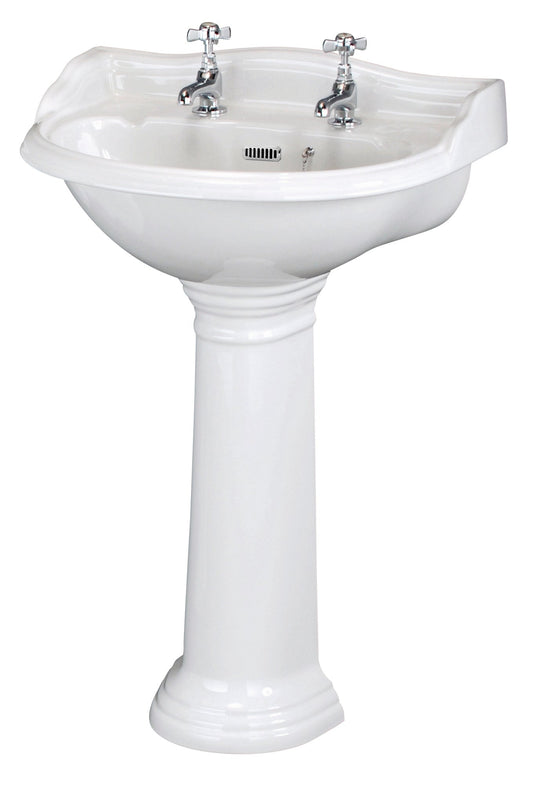 Chancery 600mm Basin & Pedestal 2 Tap Hole