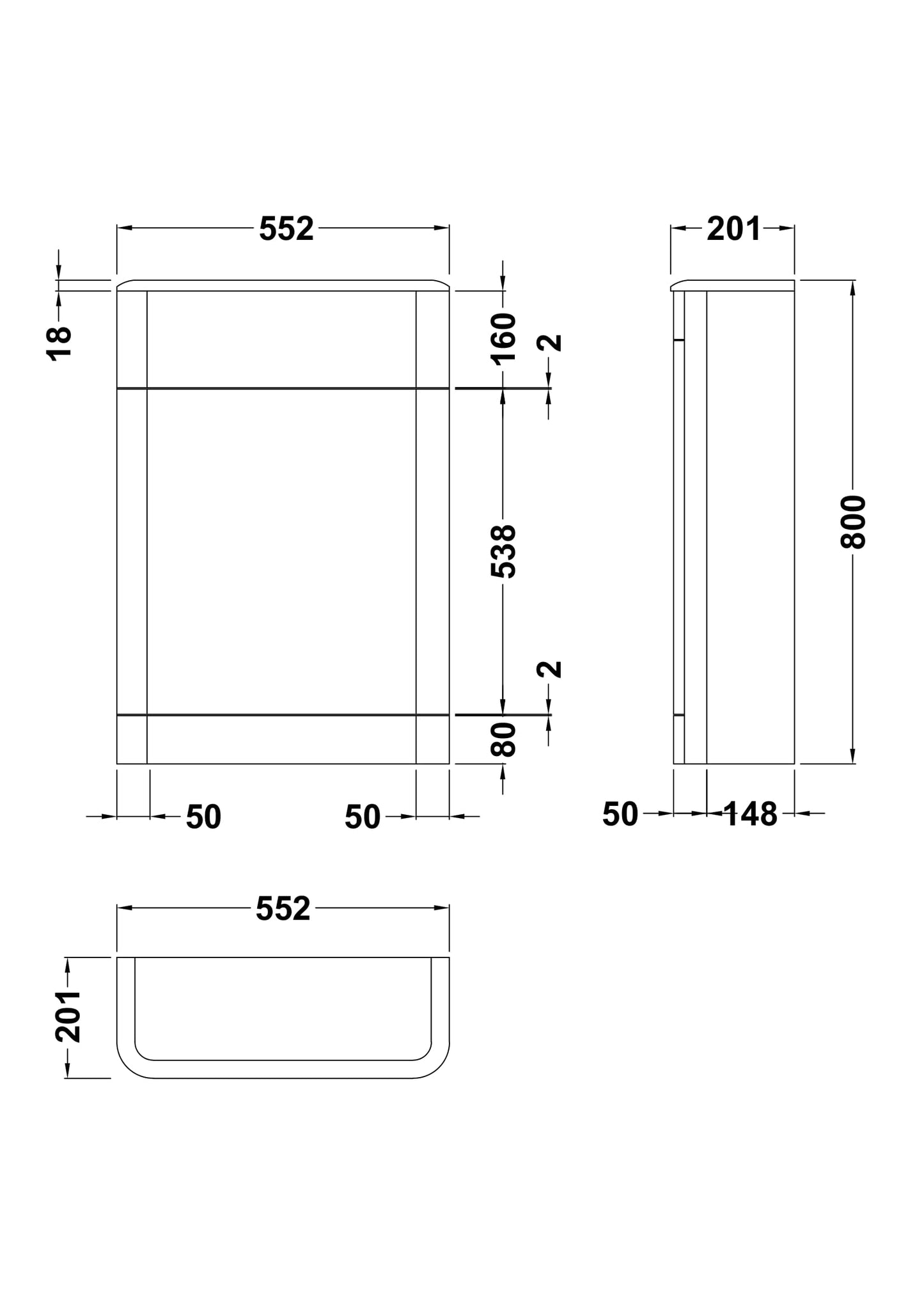 Solar Floor Standing WC Unit 550mm