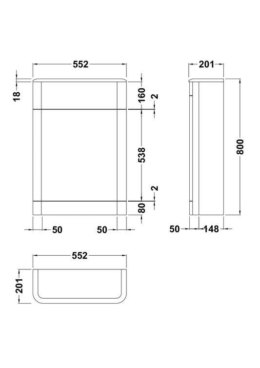Solar Floor Standing WC Unit 550mm