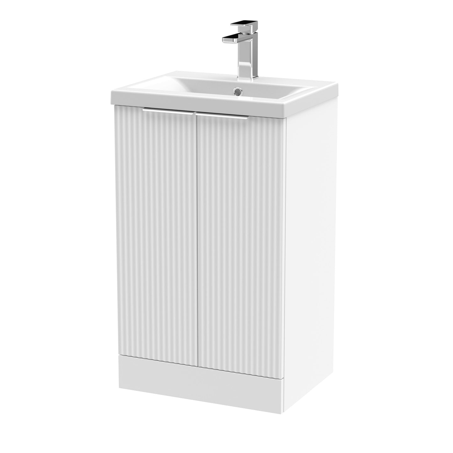 Hudson Reed Fluted 500mm Floor Standing 2-Door Vanity Unit Including Basin