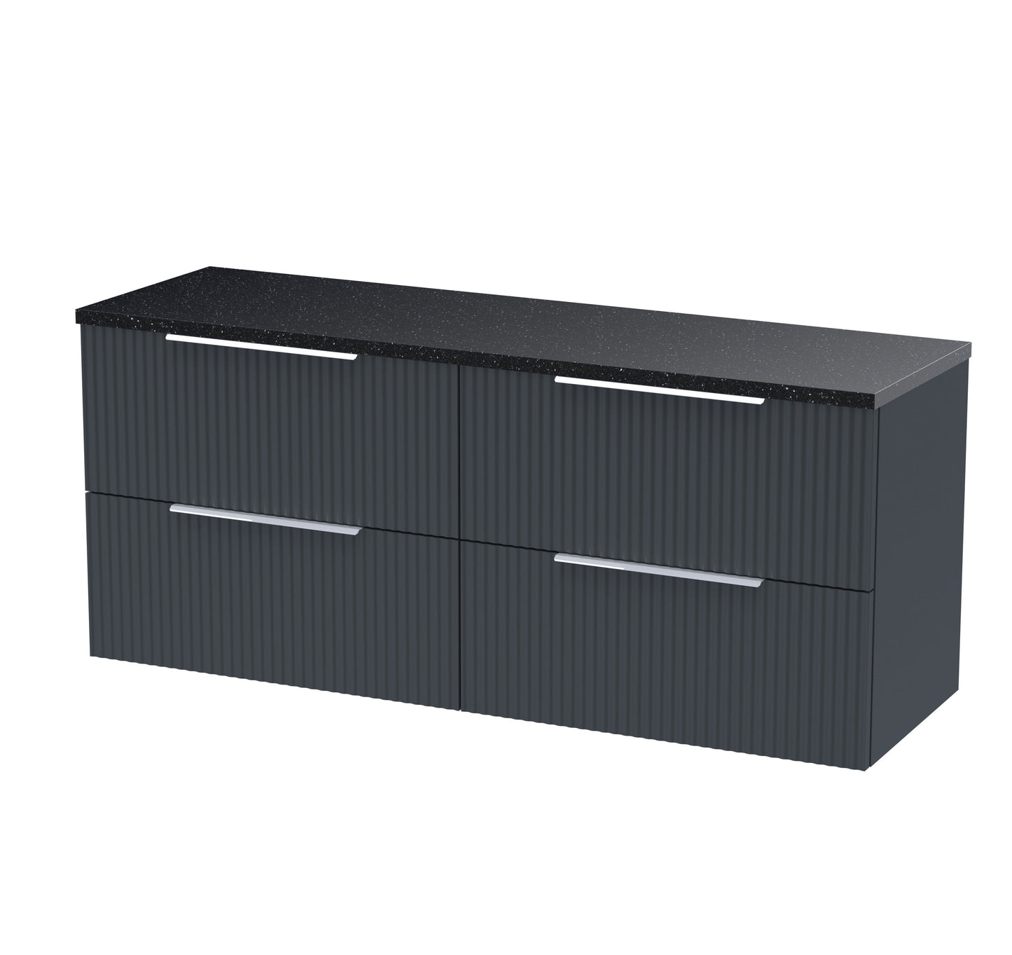 Hudson Reed Fluted 1200mm Wall Hung 4-Drawer Vanity Unit With Laminate Worktop