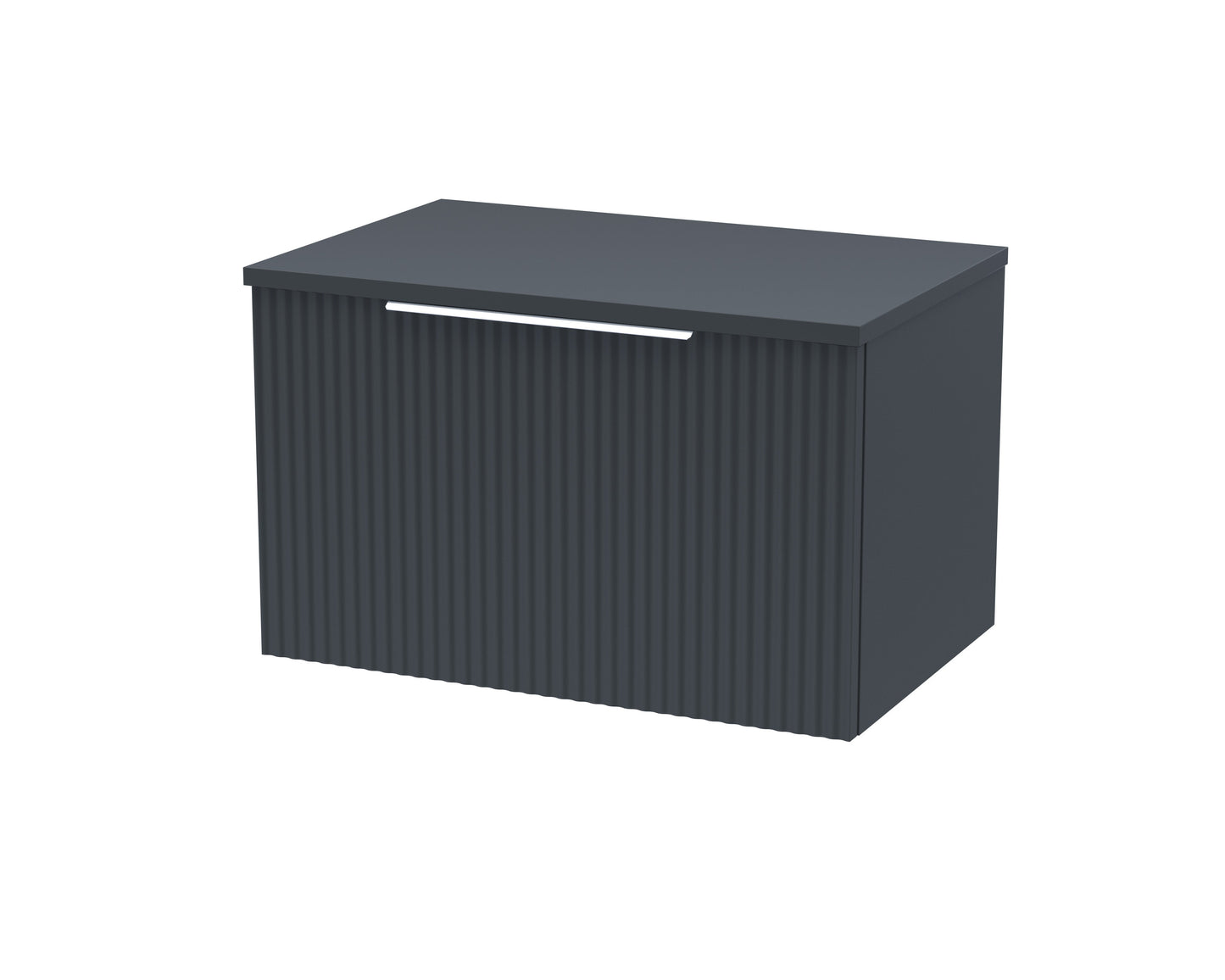 Hudson Reed Fluted 600mm Soft Black Wall Hung Single Drawer Vanity With Worktop