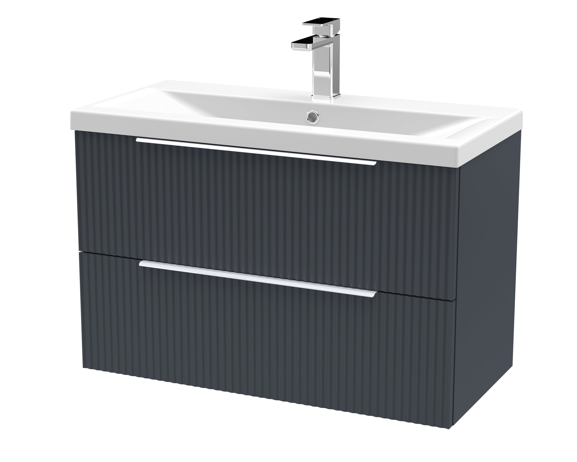 Hudson Reed Fluted 810mm Wall Hung 2-Drawer Vanity Unit With Basin