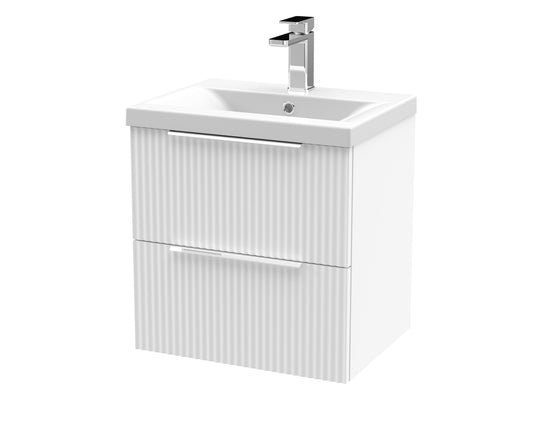 Hudson Reed Fluted 500mm Wall Hung 2-Drawer Vanity Unit With Basin