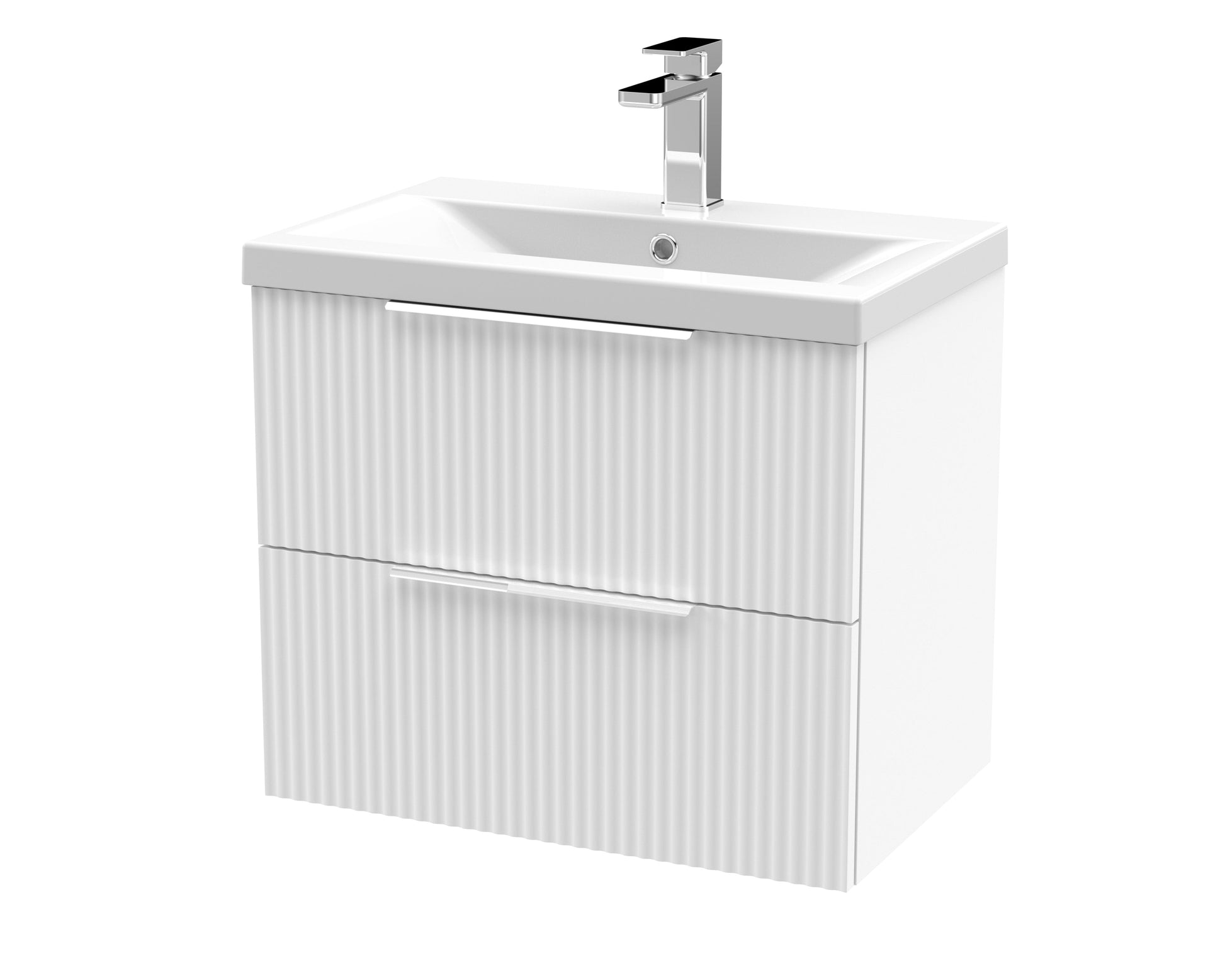 Hudson Reed Fluted 600mm Wall Hung 2-Drawer Vanity Unit and Basin