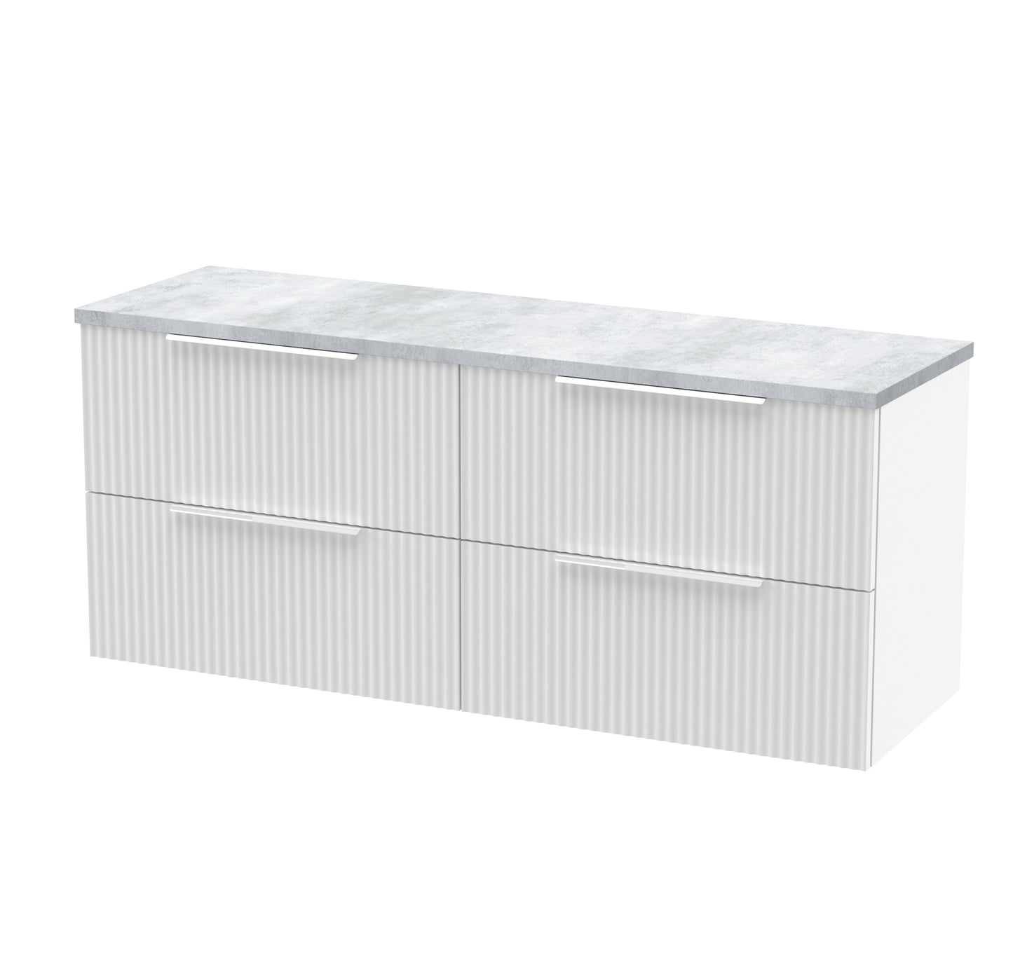 Hudson Reed Fluted 1200mm Wall Hung 4-Drawer Vanity Unit With Laminate Worktop