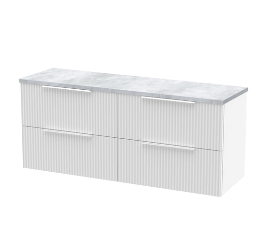 Hudson Reed Fluted 1200mm Wall Hung 4-Drawer Vanity Unit With Laminate Worktop