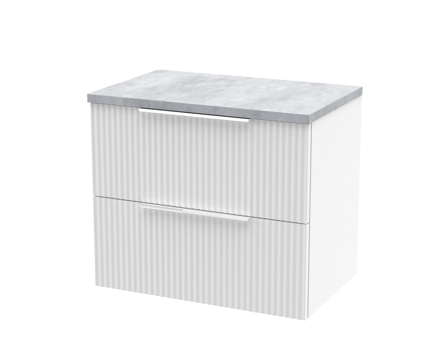 Hudson Reed Fluted 600mm Wall Hung 2-Drawer Vanity Unit With Laminate Worktop