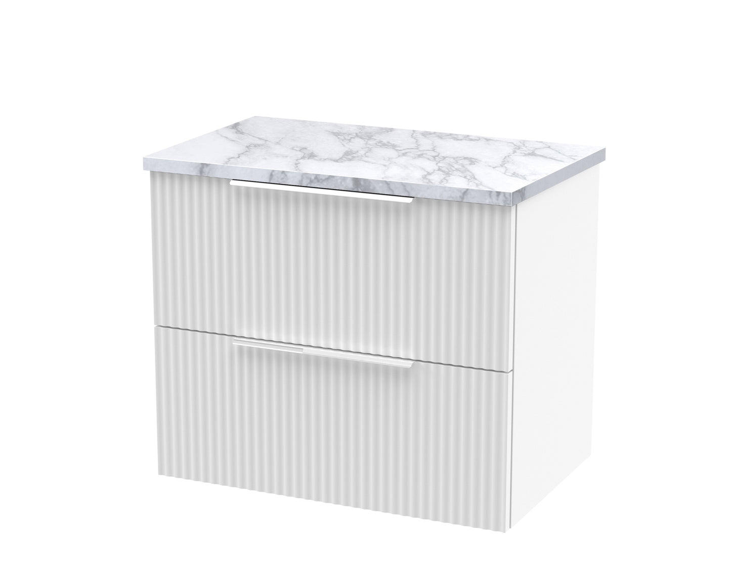 Hudson Reed Fluted 600mm Wall Hung 2-Drawer Vanity Unit With Laminate Worktop