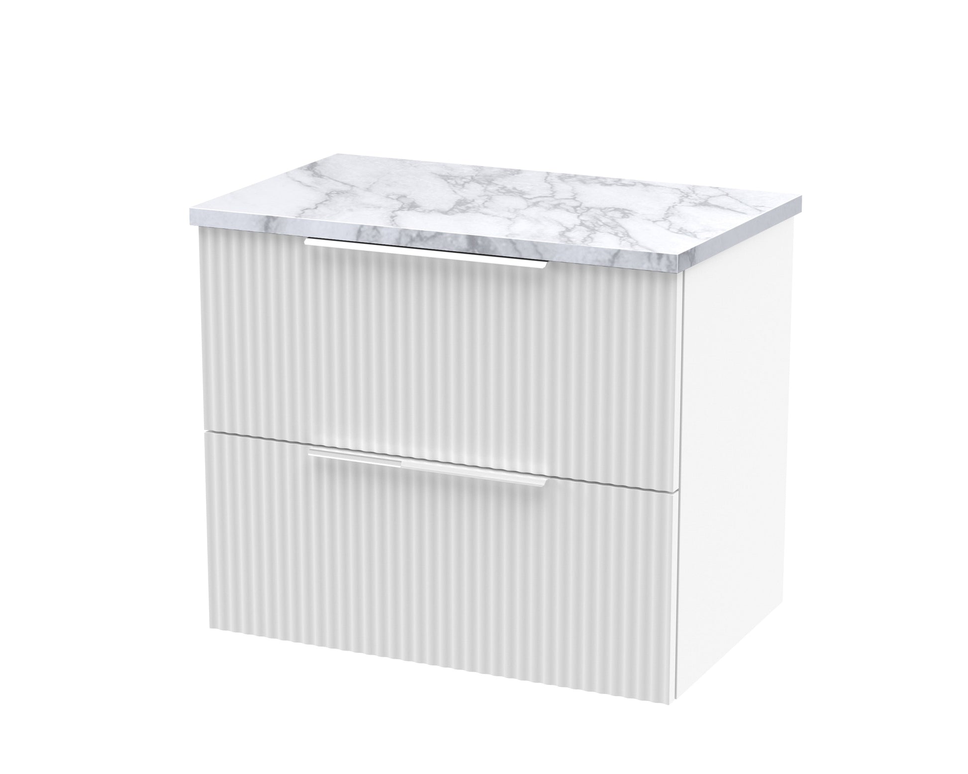 Hudson Reed Fluted 600mm Wall Hung 2-Drawer Vanity Unit With Laminate Worktop