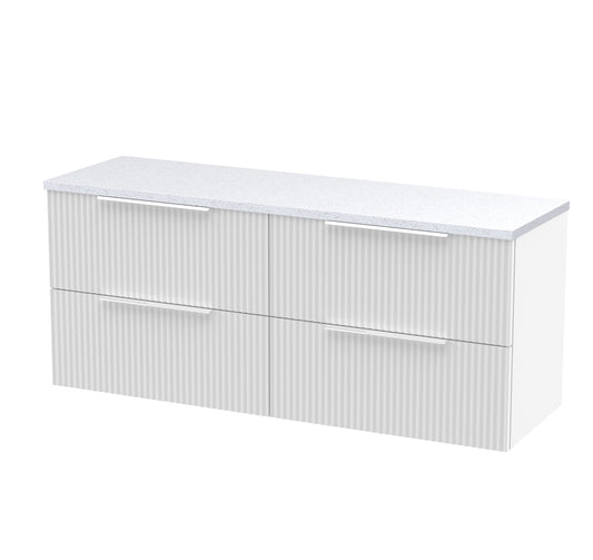Hudson Reed Fluted 1200mm Wall Hung 4-Drawer Vanity Unit With Laminate Worktop