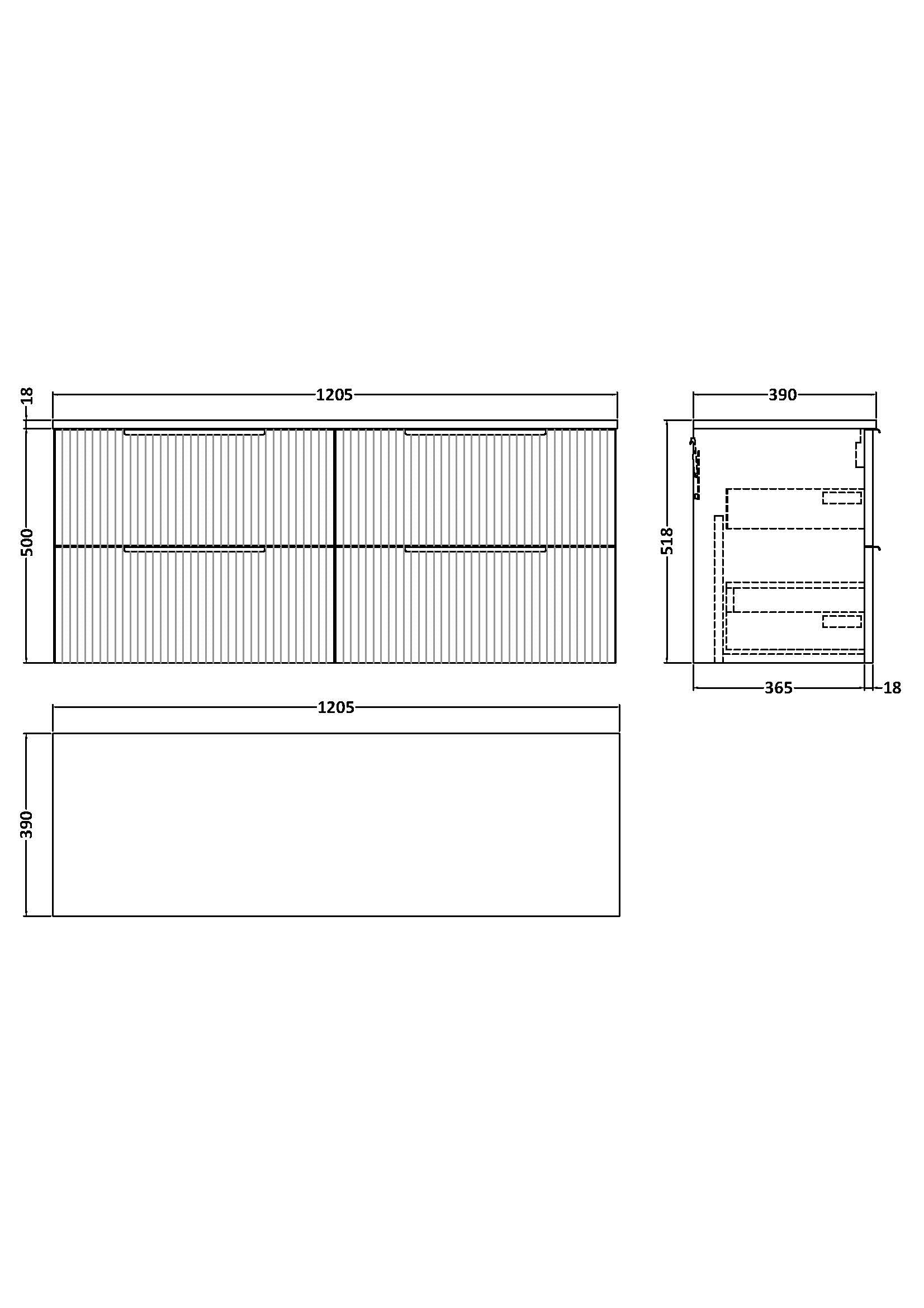 Hudson Reed Fluted 1200mm Satin White Wall Hung 4-Drawer Vanity With Worktop