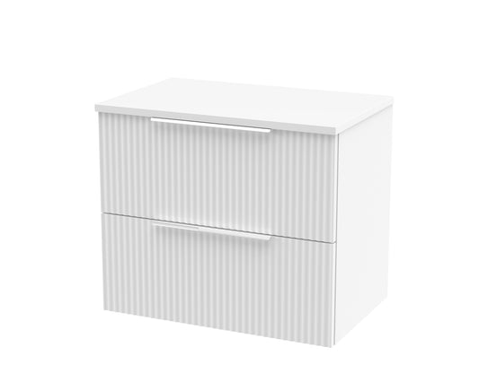 Hudson Reed Fluted 600mm Wall Hung 2-Drawer Vanity With Worktop