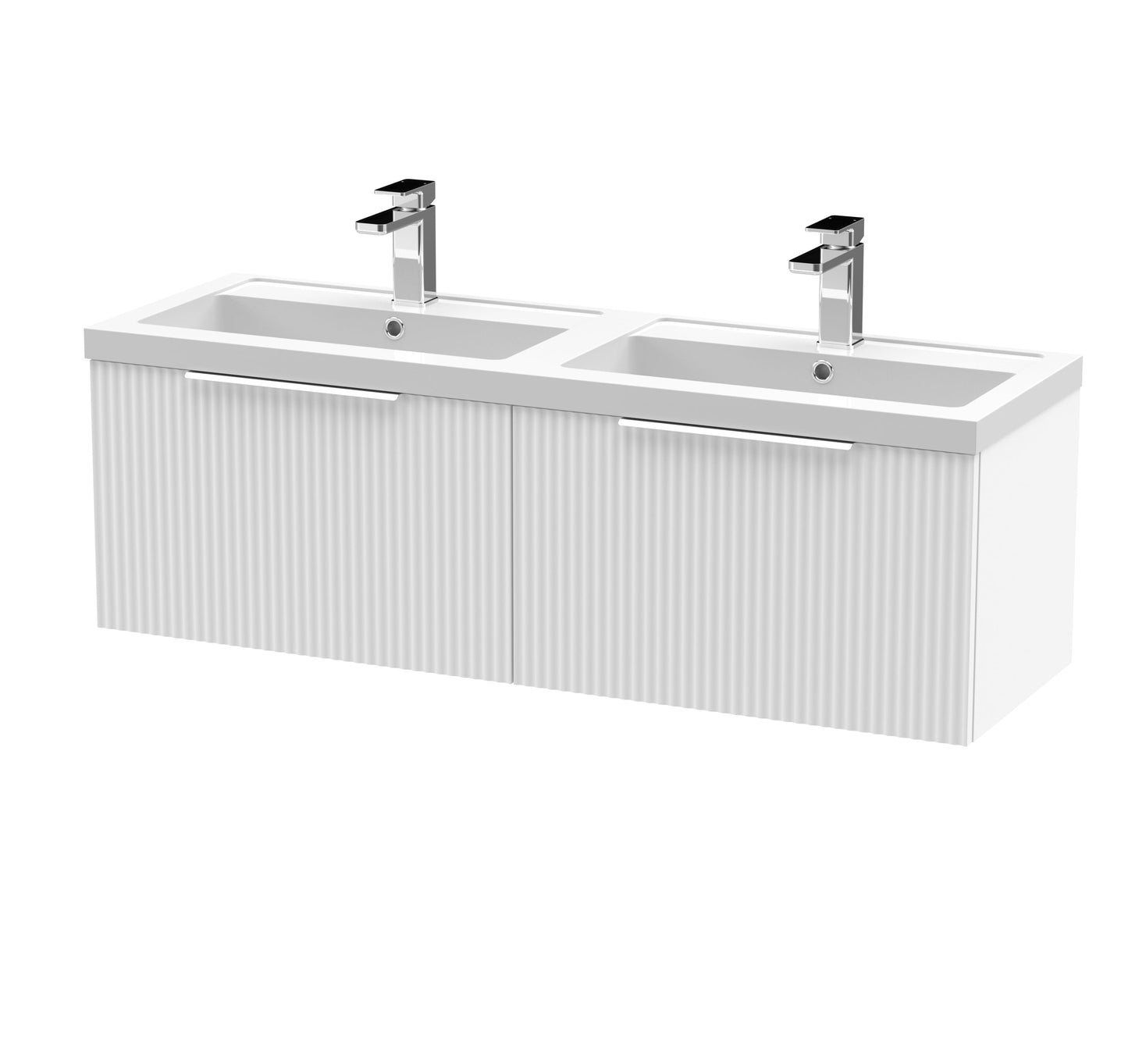 Hudson Reed Fluted 1200mm Wall Hung 2-Drawer Vanity Unit with Double Basin