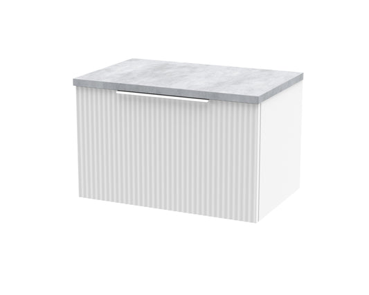 Hudson Reed Fluted 600mm Wall Hung Single Drawer Vanity Unit With Laminate Top & Finger Pull Handle
