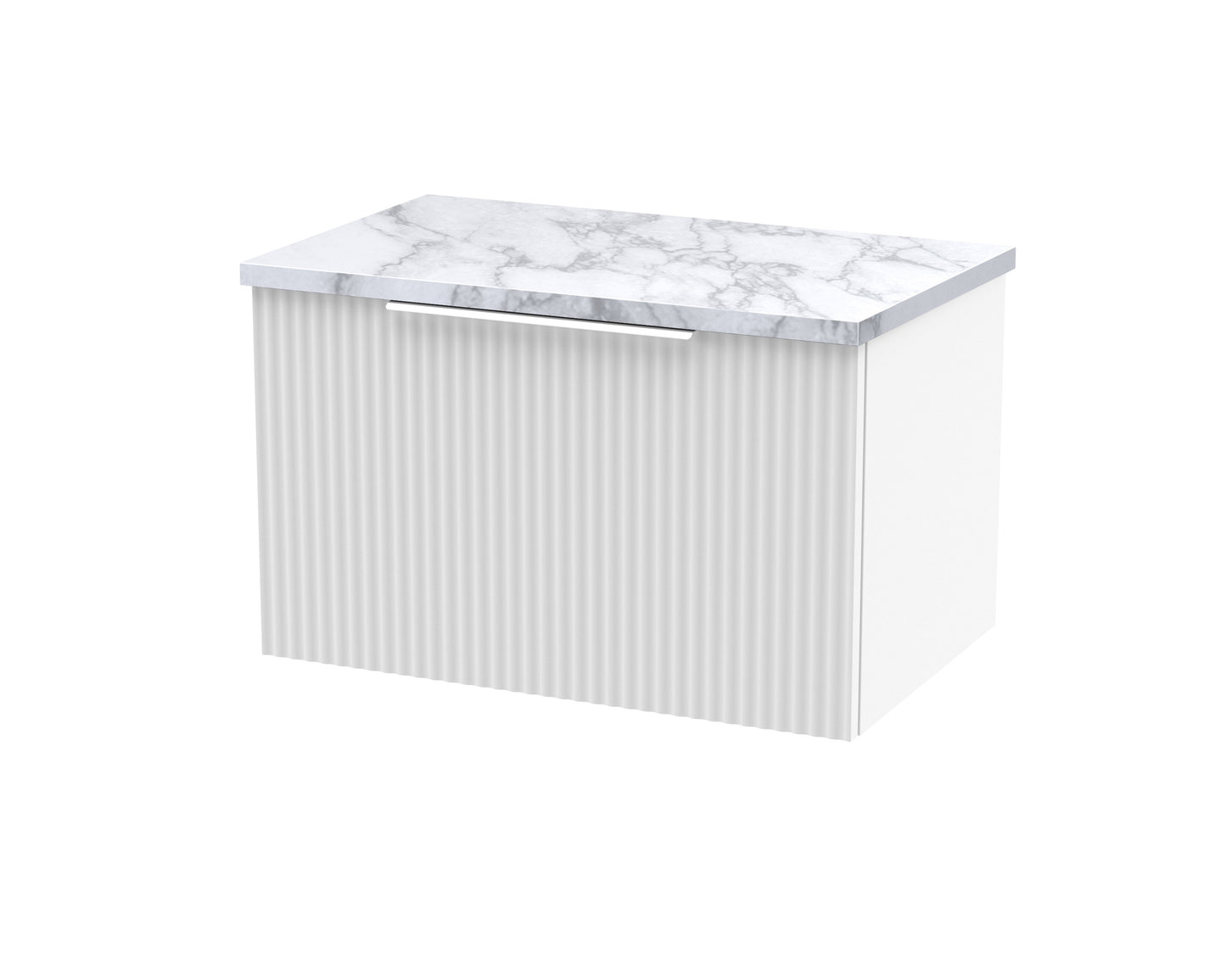 Hudson Reed Fluted 600mm Wall Hung Single Drawer Vanity With Laminate Worktop & Soft-Close Drawer