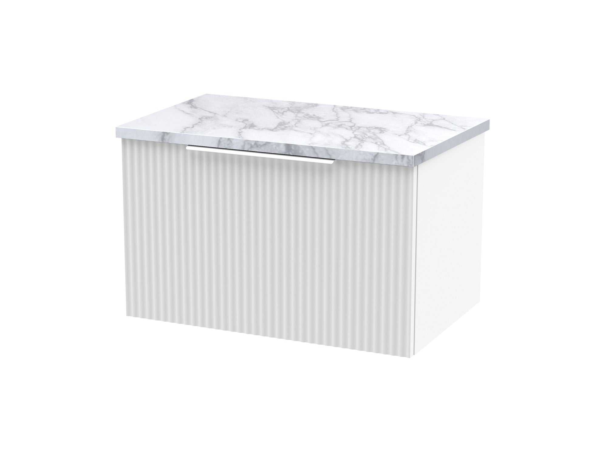 Hudson Reed Fluted 600mm Wall Hung Single Drawer Vanity With Laminate Worktop & Soft-Close Drawer