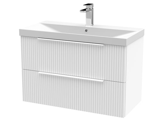 Fluted 800mm Wall Hung 2-Drawer Vanity and Thin-Edge Basin